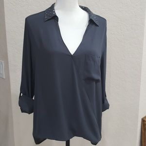 Woman Gray XL blouse long sleeves 100% polyester